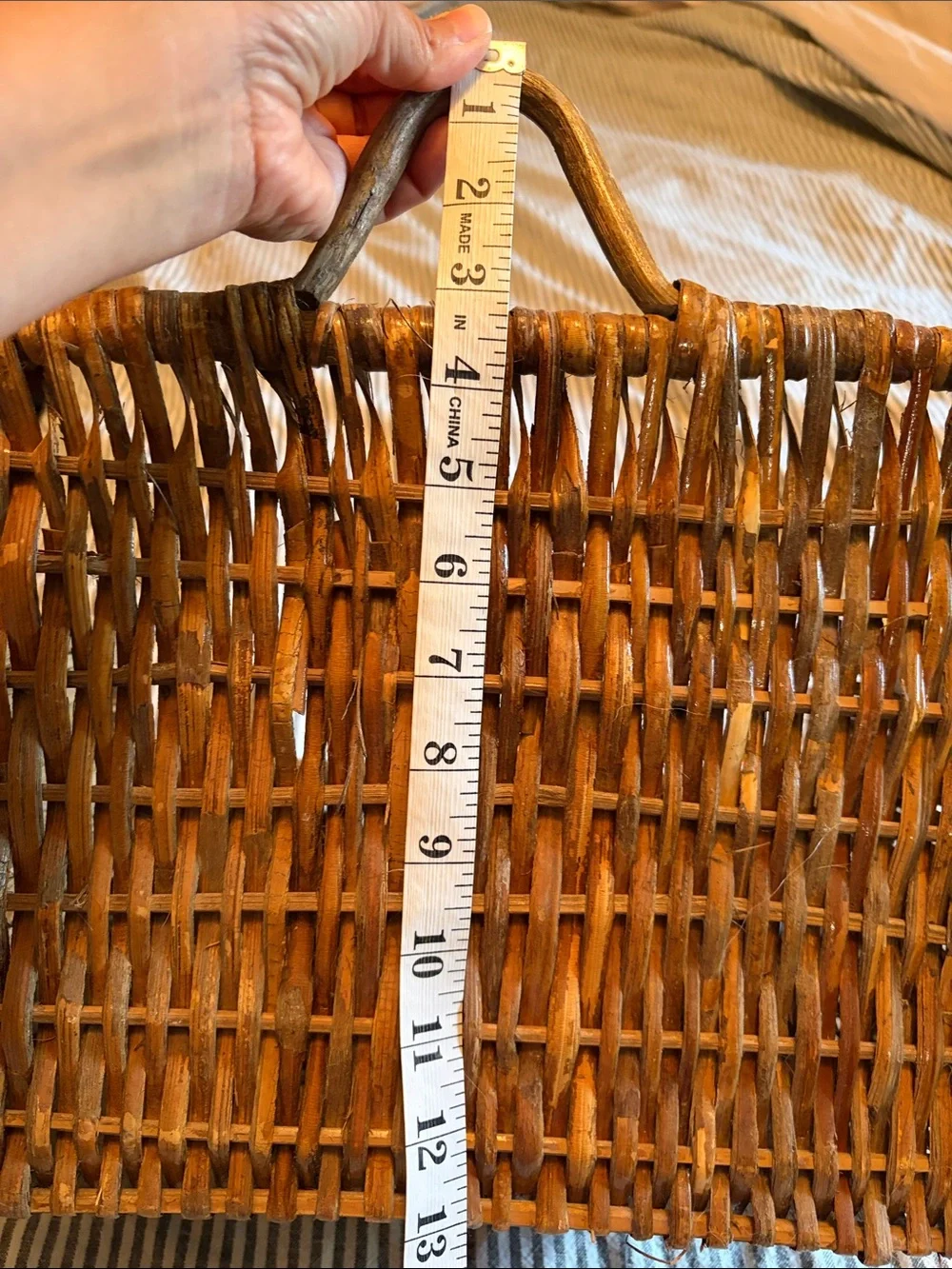 Woven Brown Rattan Wall Basket Organizer